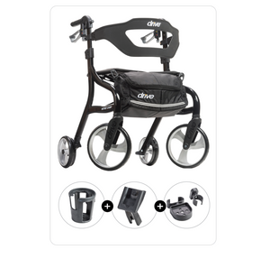 Drive Medical Nitro Sprint Rollator with Cup Holder, Phone Holder, Cane Holder