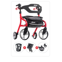 Drive Medical Nitro Sprint Rollator with Cup Holder, Phone Holder, Cane Holder